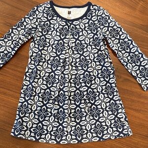 Tea Collection Navy and White Patterned Dress